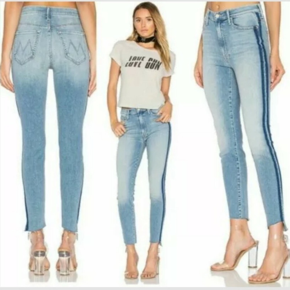 MOTHER stunner zip ankle step gray jeans